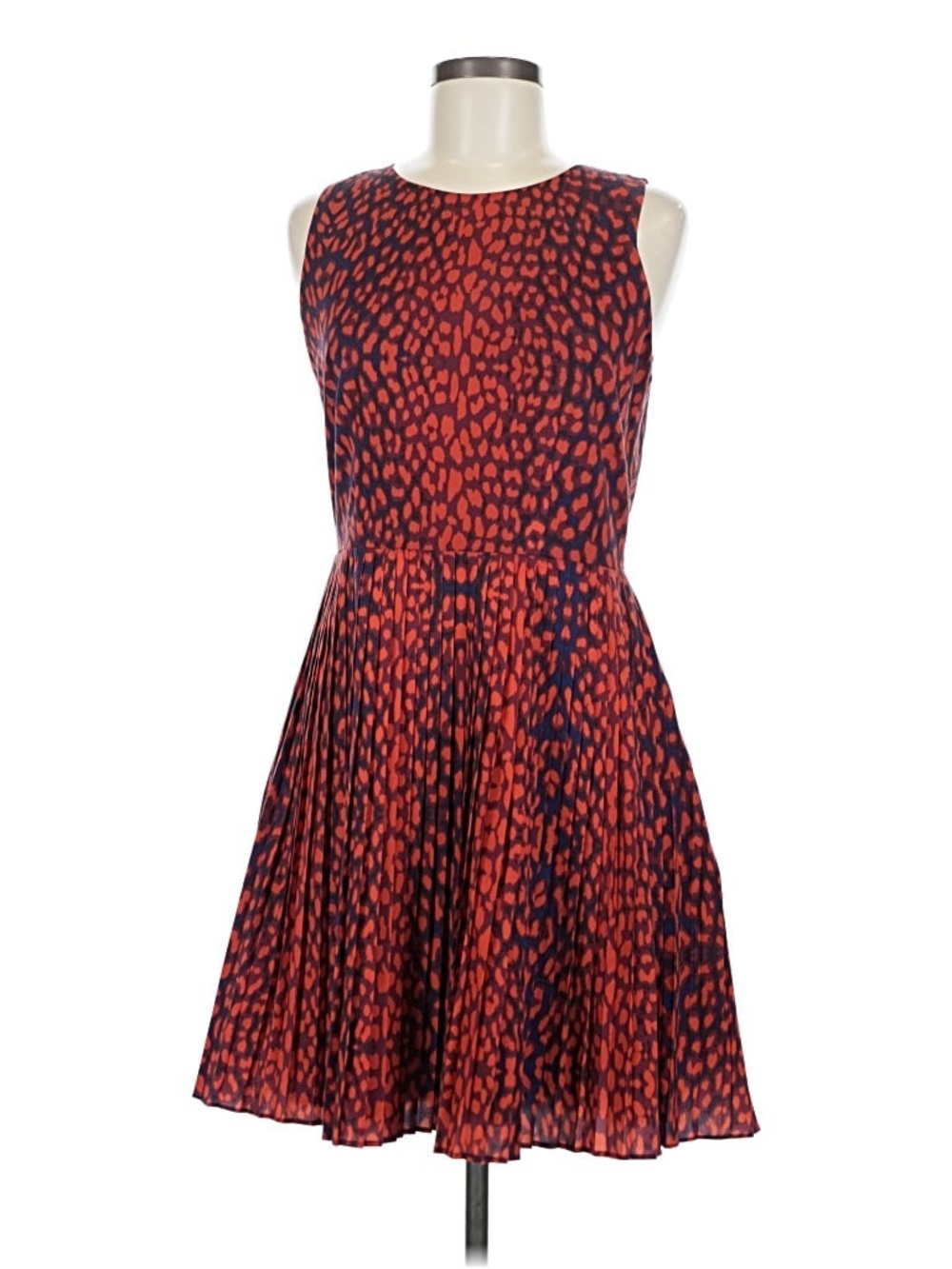 Wren by Anthropologie Leopard Print Pleated Red Sleeveless Dress Womens XL